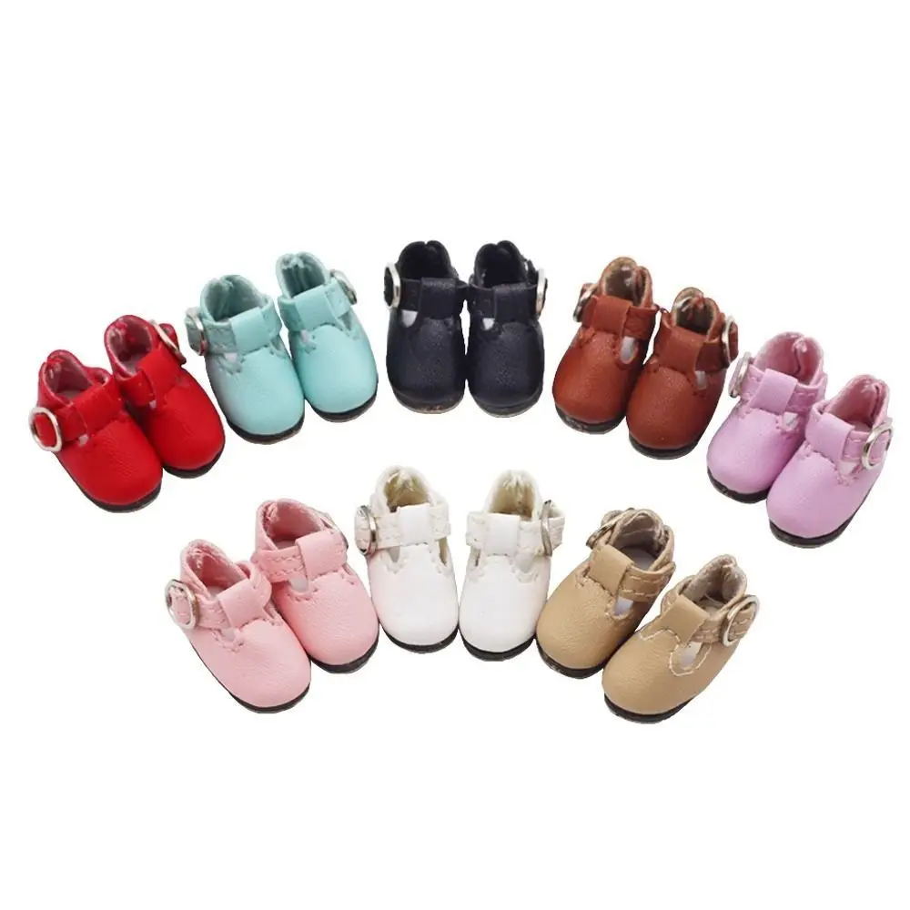 2.8cm * 1.2cm Doll Leather Shoes BJD Doll Shoes PU Leather T-shaped Button Doll Princess Shoes Fashion Design Doll Boots