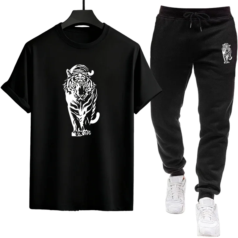 Men's Tracksuit Single Piece Versatile Short-sleeved T-shirt and Sport Pants Daily Casual Quality Summer Outdoors Jogging Sports