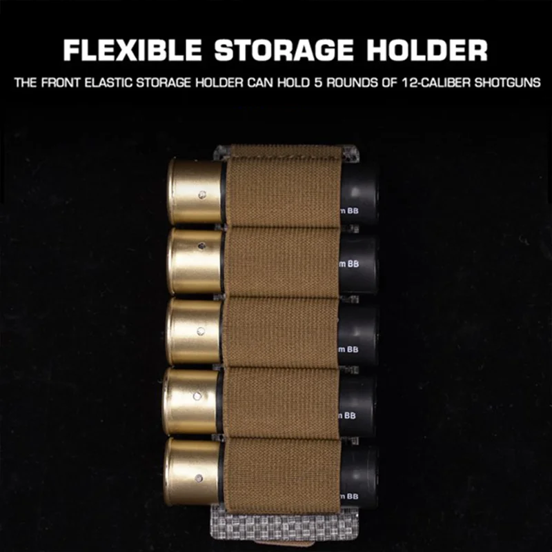 5-Round 12 مقياس بندقية شل الحقيبة مولي لوحة معلقة حامل خرطوشة مرنة للجيش/الصيد/حامل الذخيرة الادسنس