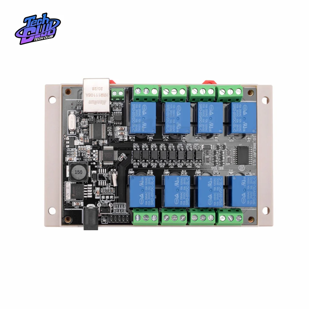 NC-1000 Ethernet RJ45 TCP/IP WEB Remote Control Board with 8 Channel Relay Integrated 250VAC 485 Network Controller Power Supply