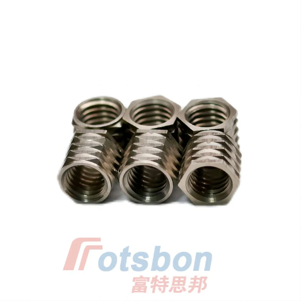 Hot Melt Injection Molding Stainless Steel Hexagonal Press-In Threaded Inserts NFPC/NFPA-M8 Aluminum Alloy