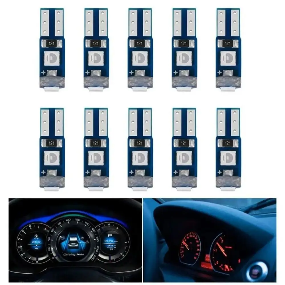 

Универсальная светодиодная лампа для приборной панели автомобиля, суперяркая, 12В, T5, индикаторная лампа-клипса, внутреннее освещение салона автомобиля