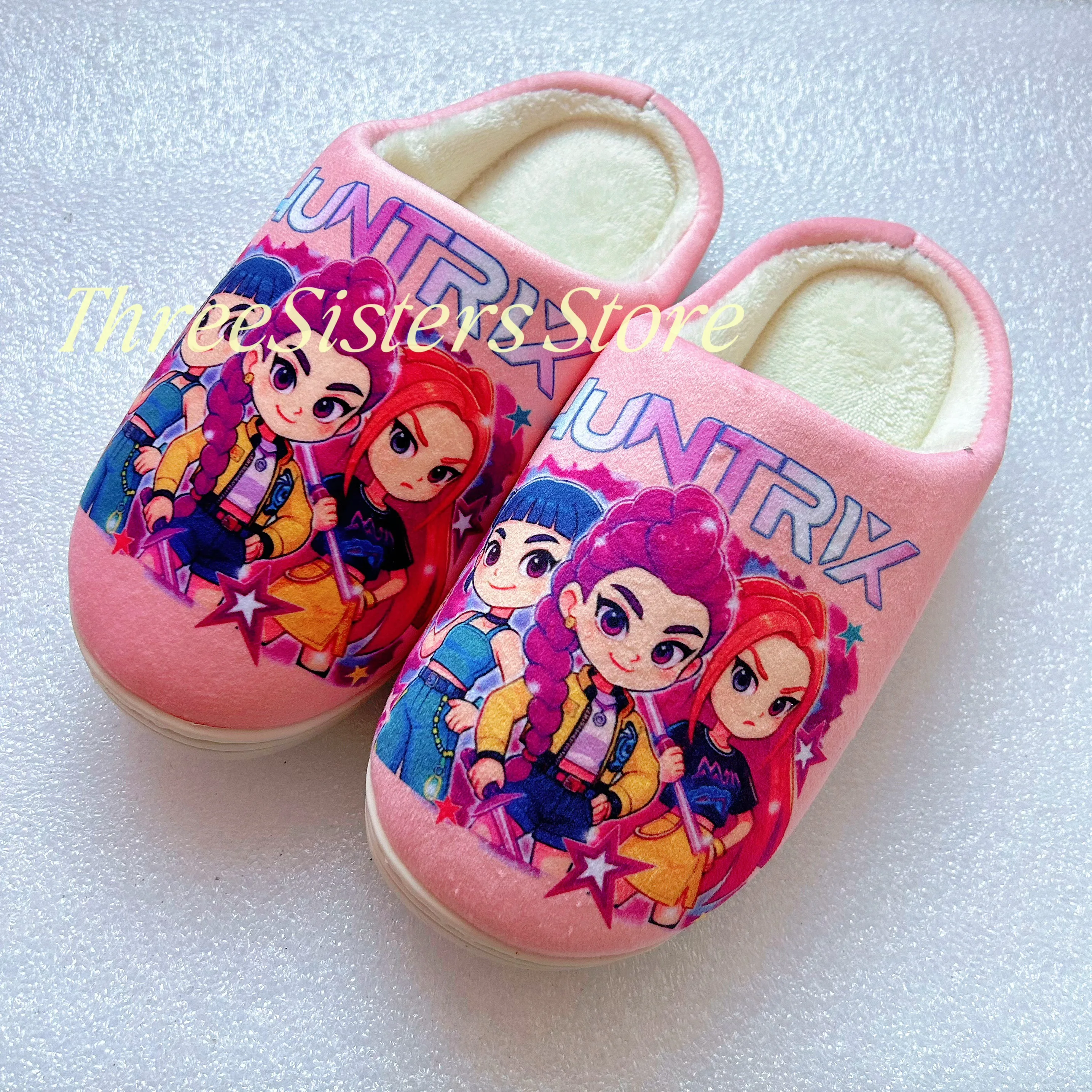 

Cartoon Rumi Zoey Mira Warm Plush Slippers Non-slip House Slides Men and Women Toe Wrap Home Cotton Shoes
