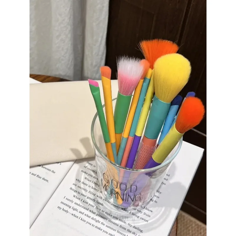 H series10 Sets Rainbow Makeup Brush Loose Powder Blush Contour Highlight Eyeshadow Nose Shadow Eyeliner Concealer Eyebrow Brush