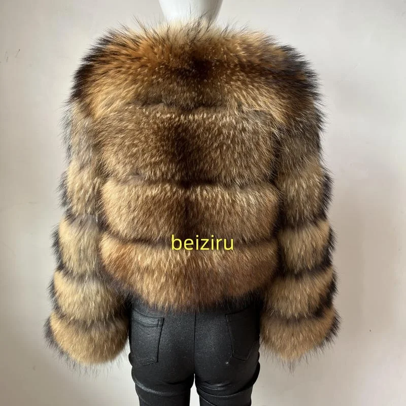 Manteau En Cuir Avec Fourrure Cisailleuse Et Garniture Raton Laveur - Marque K-YEN - Taille L - Neuf Avec étiquettes