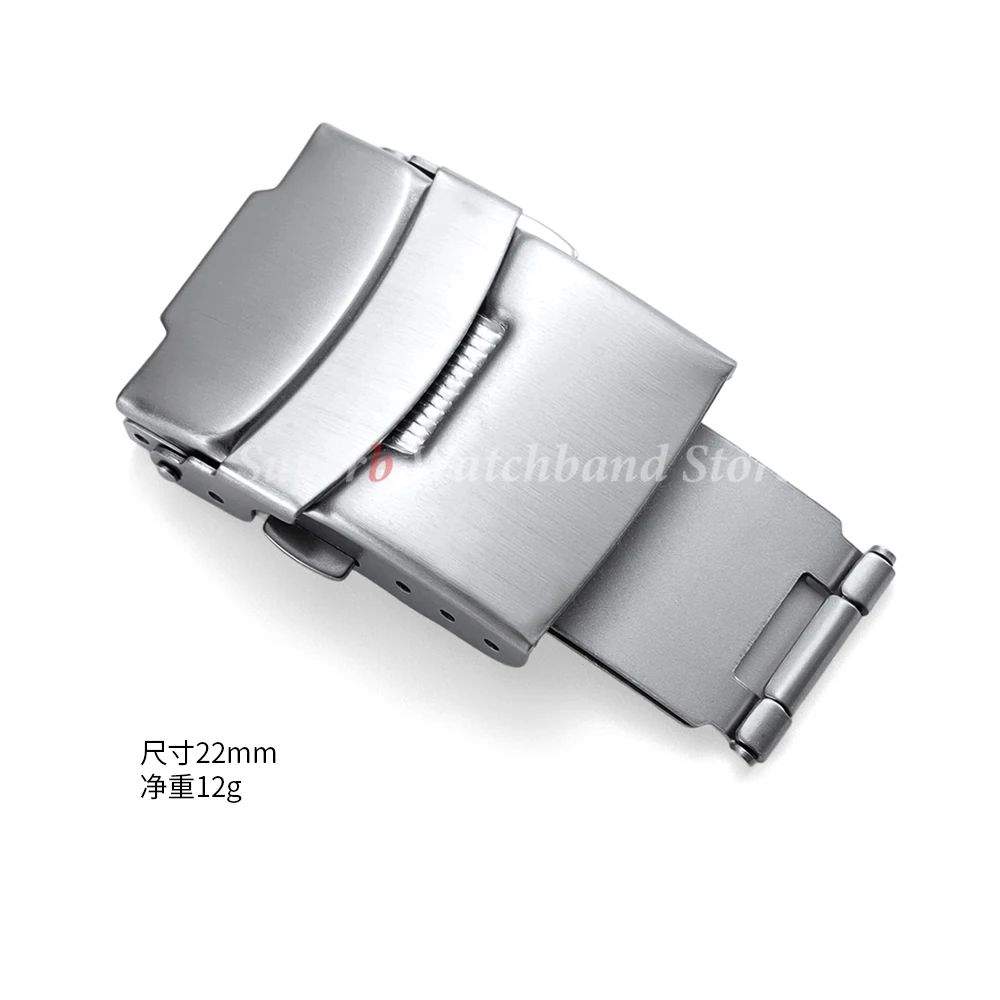 Cierre de correa de reloj de acero inoxidable de 16/18/20/22mm para hebilla plegable Seiko doble presión accesorios de reparación de correa de reloj negro plateado