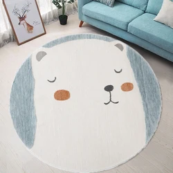 Cartoon cute animal print round rug baby crawling mat girl children room decoration  for bed living  tapete redondo