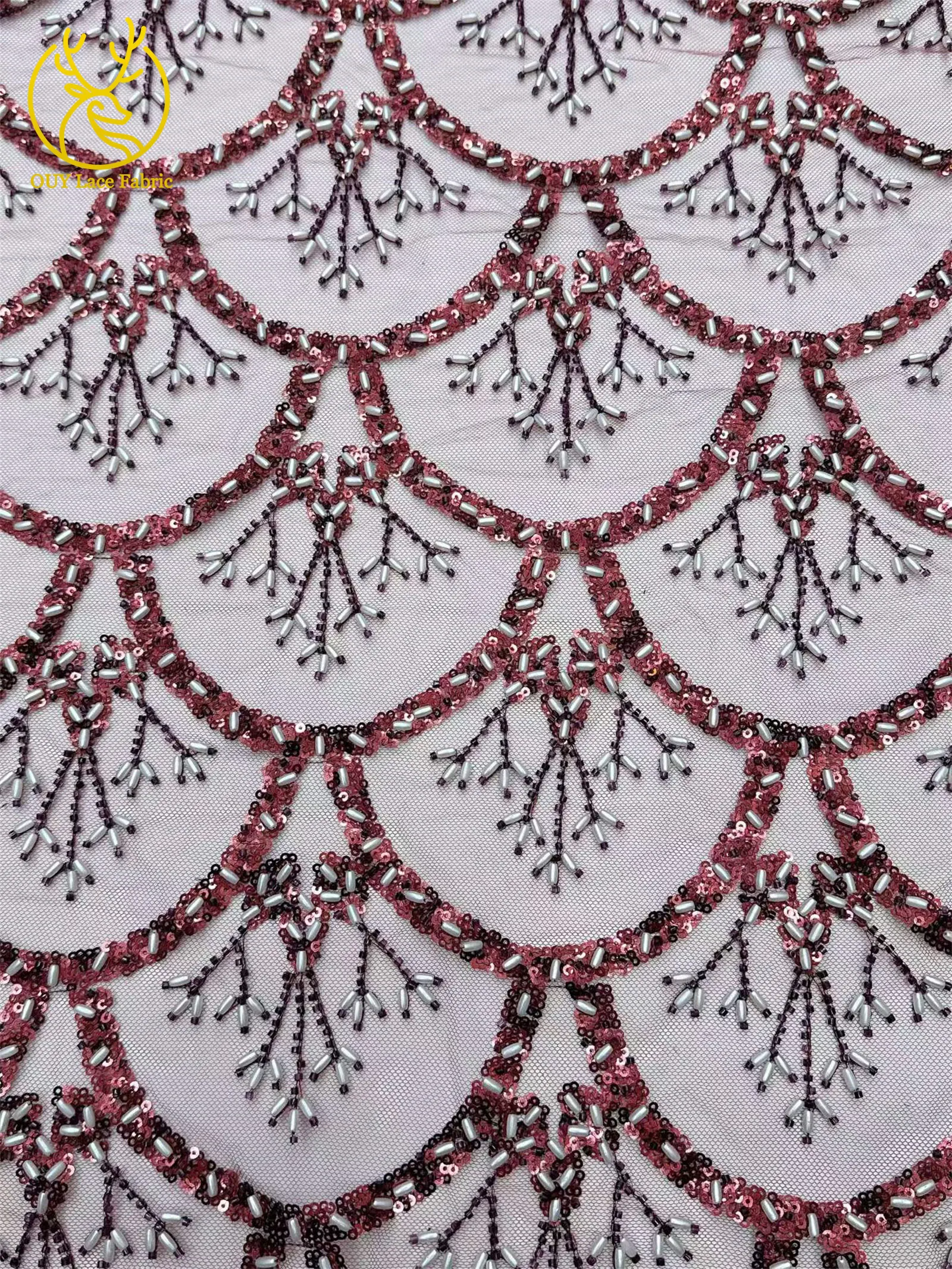 5 Yards französischer Pailletten-Spitzenstoff, afrikanischer Spitzenstoff, nigerianischer Tüll-Mesh-Spitzenstoff für Braut, Hochzeit, Heimdekoration – Detail 21