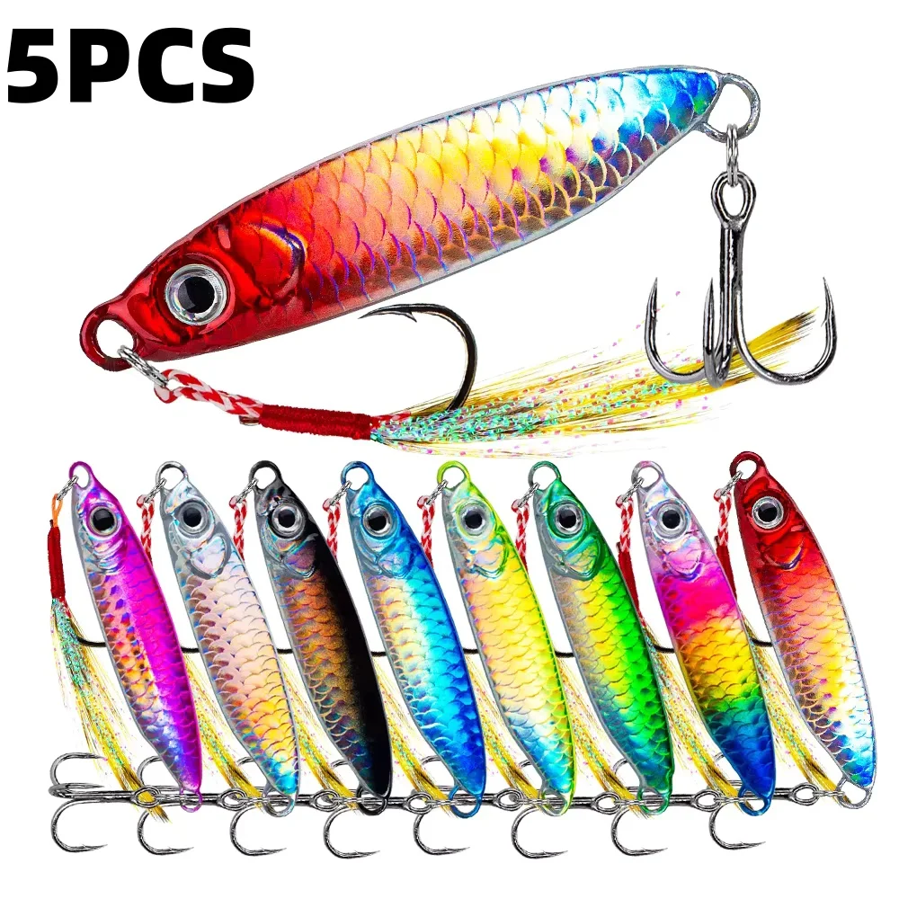 5/10PCS Metal Jig Fishing lure Set 7g 10g 15g 20g Sea Shore Casting Jigging lures Jigs Spoon Saltwater Artificial Bait