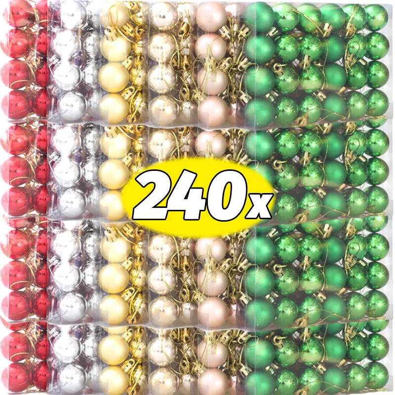 240/24pcs Mini Electroplated Christmas Balls Set Christmas Tree Hanging Ornament Ball for Holiday Party Home Decor New Year Gift