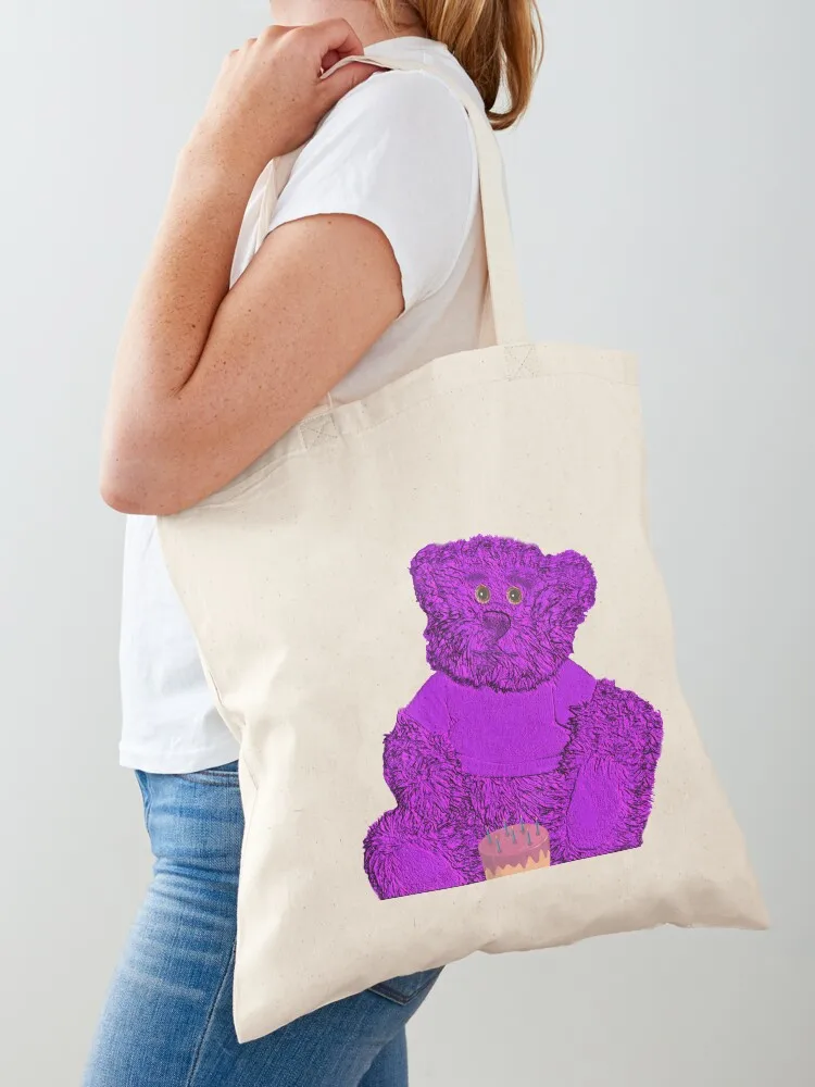 Purple Bear with Cake Cutout Tote Bag sacs de shopping reusable shopping bags eco pack