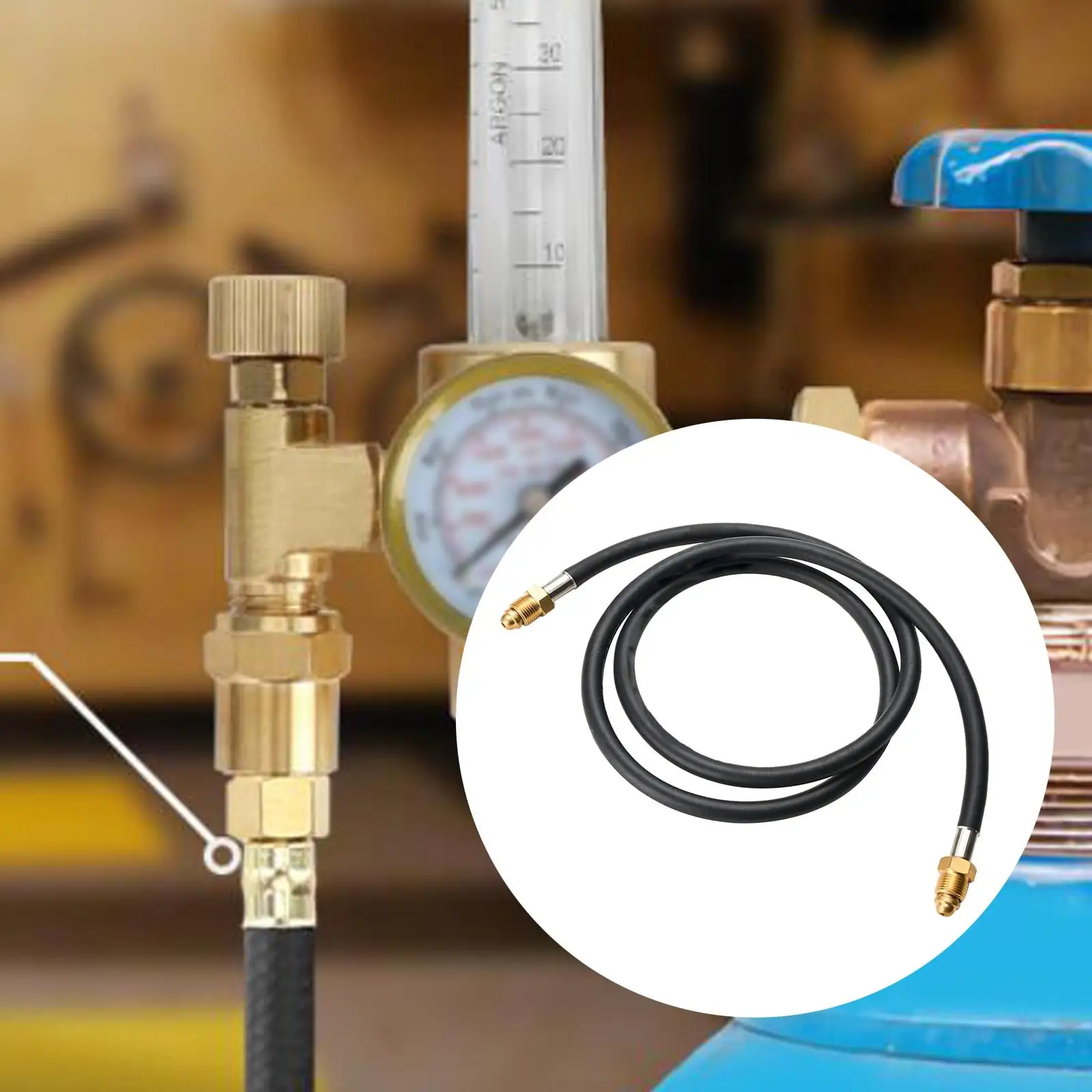 Durable Argon CO2 Flow Meter Regulator Hose with Inert Gas Fitting 78.74inch for Welder Welding