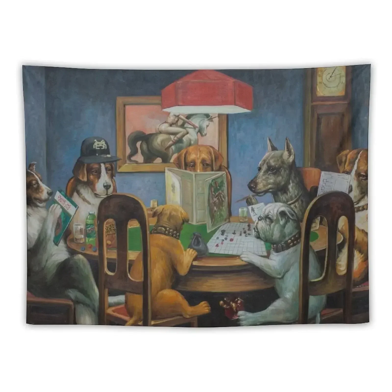 Dogs Playing D&D Tapestry Home Decor Aesthetic Aesthetic Room Decoration House Decoration Tapestry