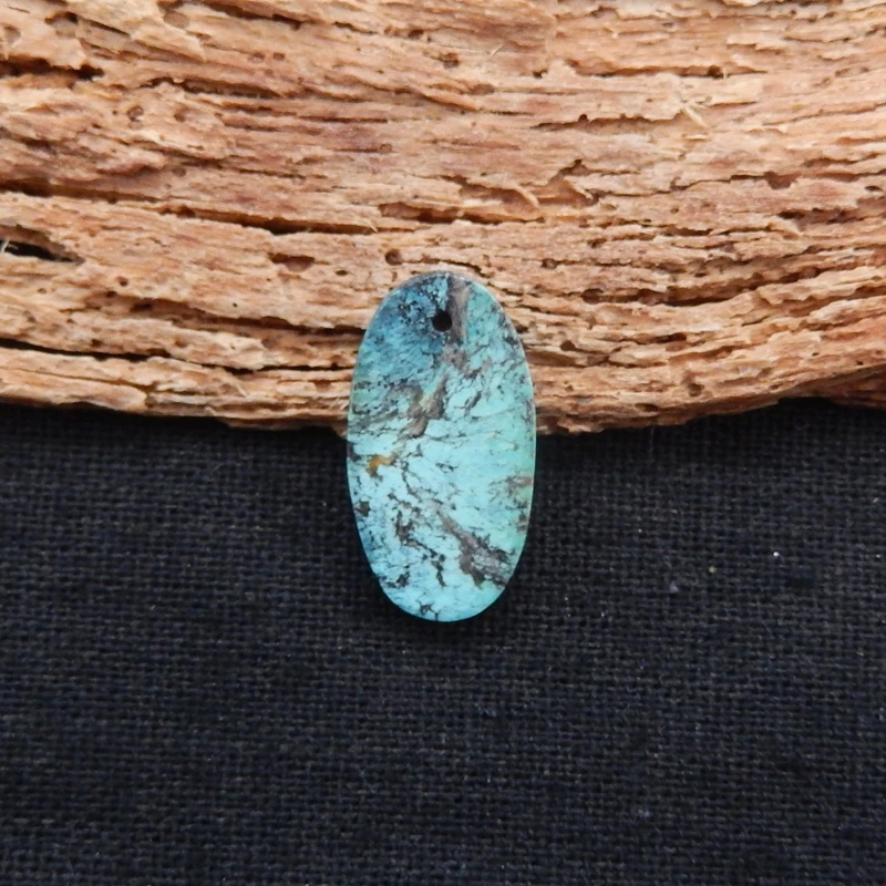 

Natural Turquoise Oval Front Drilled Pendant Beads for Making Jewelry Accessories 22x12x3mm 1.4g