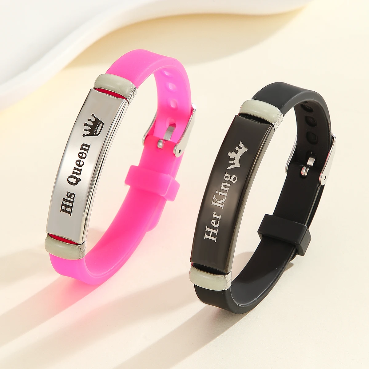 مجموعة أساور للأزواج بنمط التاج المتوهج في الظلام مكونة من قطعتين خواتم للسيدات العصرية كهدية للأزواج #3