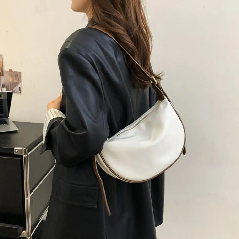 

Однотонные винтажные сумки через плечо с регулируемым ремнем, корейский стиль, из искусственной кожи, на молнии, большой вместимости