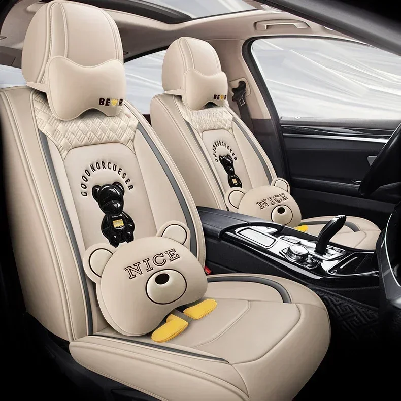 4 Pc 2024 New Arrival Car Interior Accessories Full Set Four Seasons Universal Leather Car Seat Cover