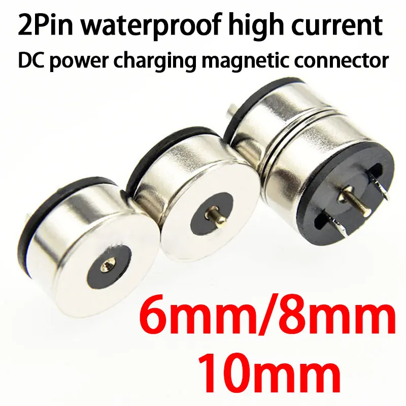 1Pair 2Pin Waterproof High Current Magnet Suction Spring Pogo Pin Male Female Probe DC Power Charging Magnetic Connector