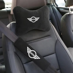 Suede Leather Car Seat Headrest Neck Pillow Seat Belt Shoulder Pads For BMW Mini Cooper R56 R50 R53 F56 R60 2011 2012 2013 2018