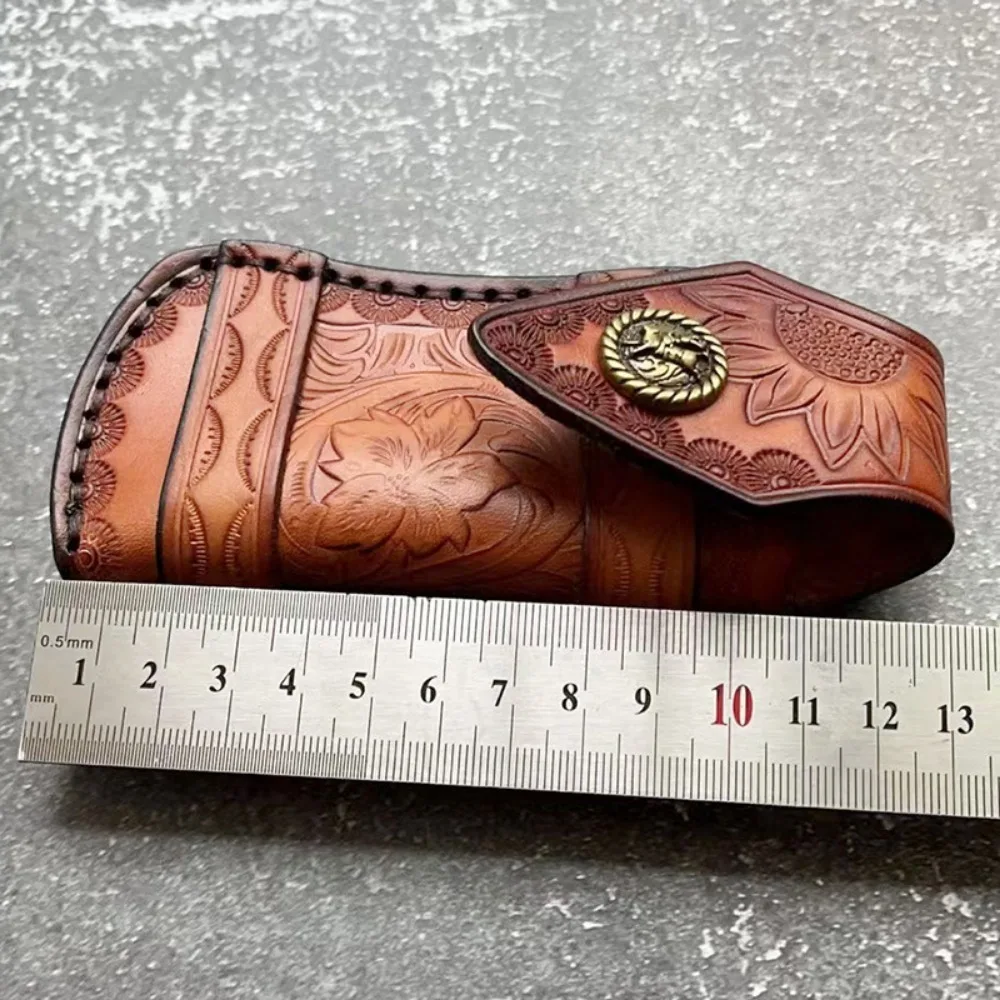 لوازم السكاكين في الهواء الطلق سكين للفرد منحوت الطبقة العليا غطاء سكين جلد البقر غمد عالمي مع غمد سكين محمول 11 سنتيمتر