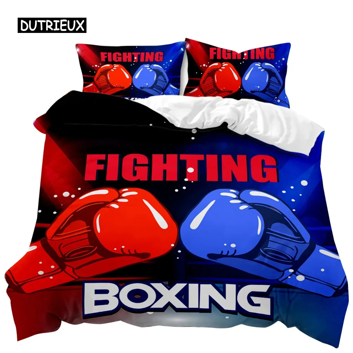 

Boxing Games Duvet Cover Set Red Blue Boxing Bedding Set Competitive Sports Boxing Game Double Queen King Polyester Quilt Cover