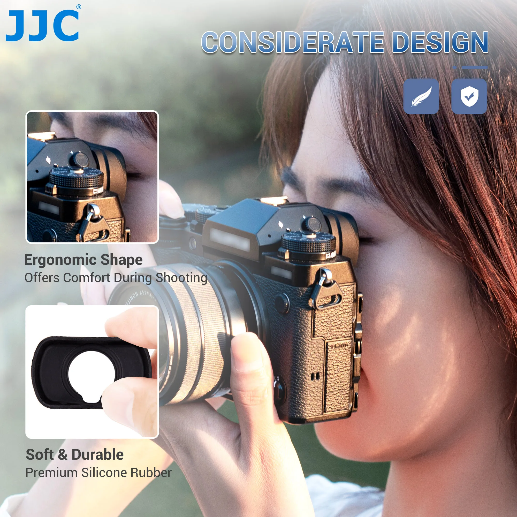 JJC EC-XT Soft Silicone Eyepiece Eyecup Viewfinder Eye Cup for Fujifilm X-T5 X-H2 X-T4 X-T3 X-T2 X-T1 XT4 XT3 XT2 XT1 GFX100