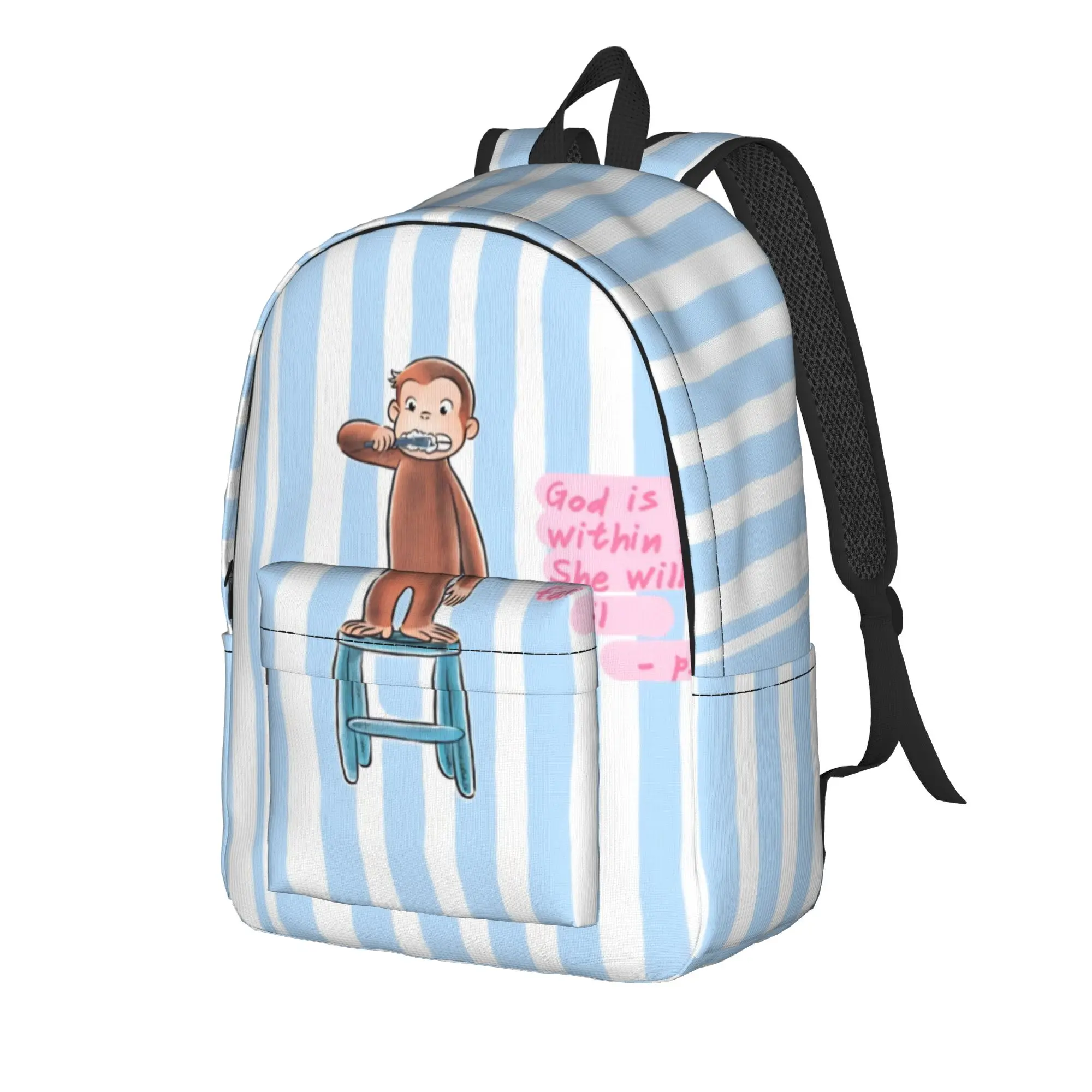 Curious George Cute Monkey Backpack for Men Women Cool Student Hiking Travel Daypack  College Canvas Bags Durable