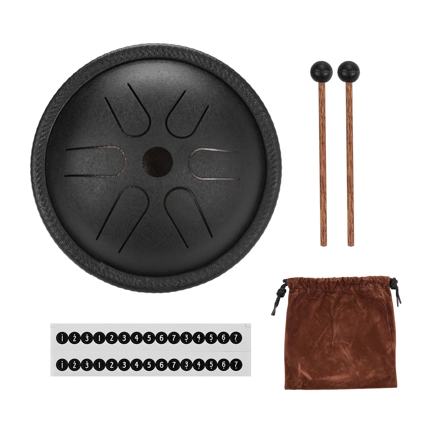 5.5 Inches Mini Steel Tongue Drum 6 Notes Handpan Drum Steel Pocket Drum Percussion Instrument with Mallets Carry Bag for Medita