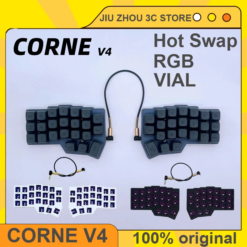 

Corne V4 Split Keyboard Kit Support Vial Wired Rgb Hot Swap Ergonomic Gaming Left And Right Handed Mechanical Keyboards Custom