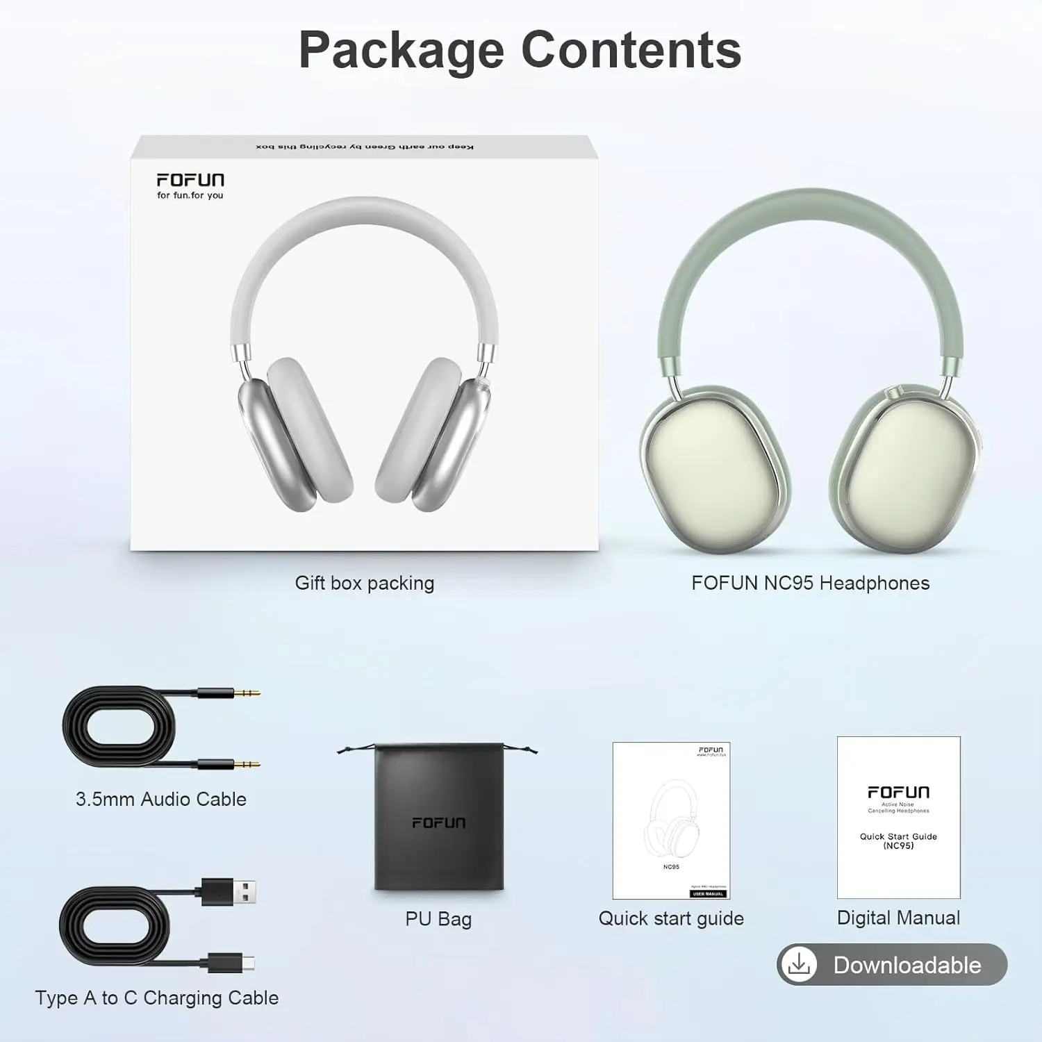 Hybride Kopfhörer mit aktiver Geräuschunterdrückung und Knopfsteuerung, 65 Stunden Spielzeit, Over-Ear-Kopfhörer, kabelloses Bluetooth 6.0, hochauflösendes Audio – Detail 2