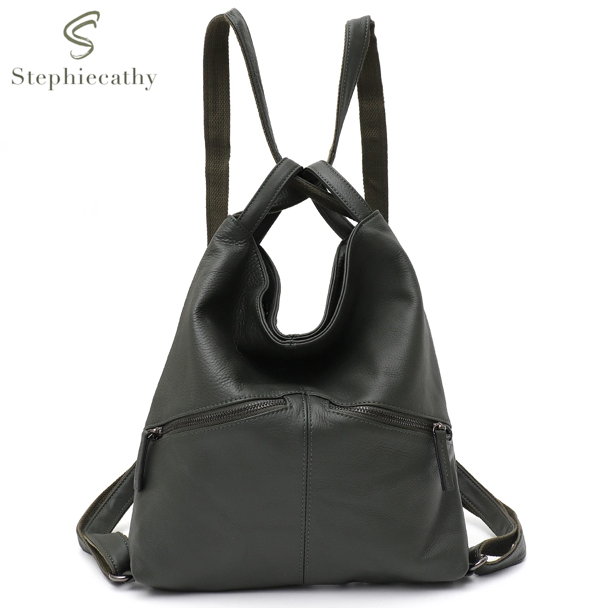 

SC Women Fashion Genuine Leather Backpack Shoulder Bag Multi Carry Ways Functional Large Knapsack Daily Travel Commuting School