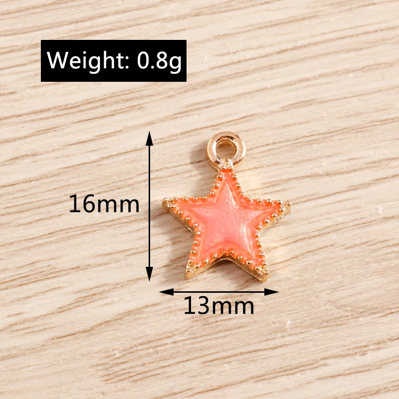 10pcs 13x16mm Cute Enamel Star Charms Pendants for Making Drop Earrings Necklace Bracelets DIY Handmade Crafts Jewelry Findings