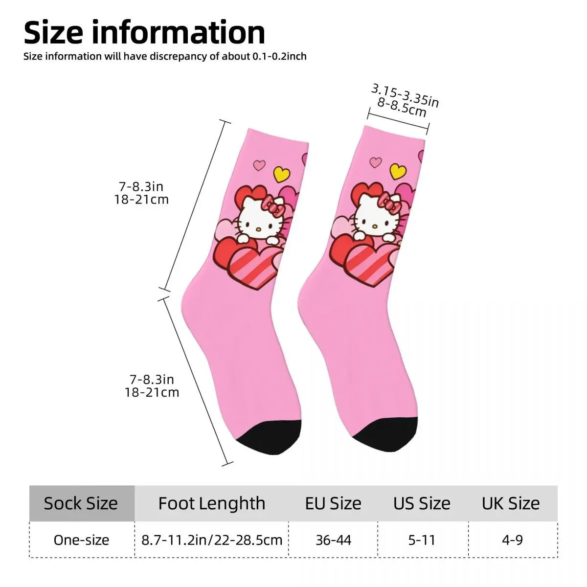 Meias antiderrapantes gráficas Hello Kitty para homens, meias unissex de ciclismo, meias modernas, macias, inverno