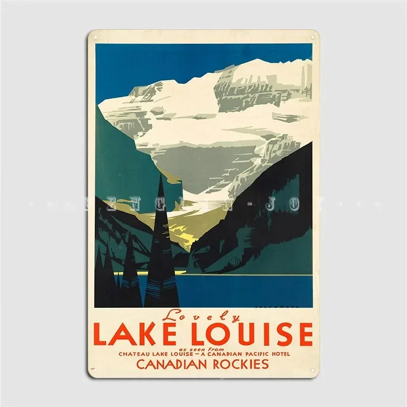 Vintage Travel Poster Lake Louise Metal Sign Club Party Mural Wall Decor Classic Tin Sign Poster