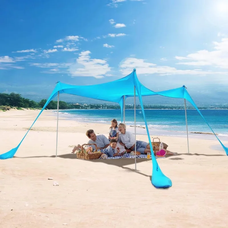 Customized lightweight camping waterproof cloth with four-corner flat roof support waterproof,rainproof and rainproof beach tent