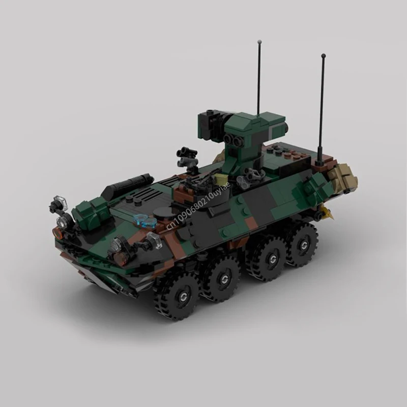 Moc Army Cannon Military LAV AT [ANTI TANK] Armored Car Equipment Model Building Blocks Creative Kids Assembly Bricks Toys Gifts