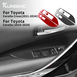 Real Soft Carbon Fiber For Toyota Corolla Cross 2021-2024 Toyota Corolla 2019 2020-2024 LHD RHD Car Window Button Panel Sticker