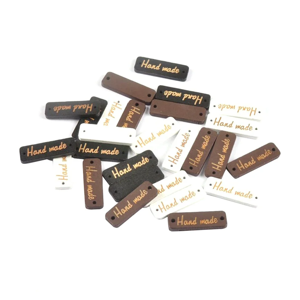 

100Pcs Wooden Nameplate Buttons Creative 2 Holes for DIY Craft Projects Fashion Wood Buttons for Jewelry Accessories