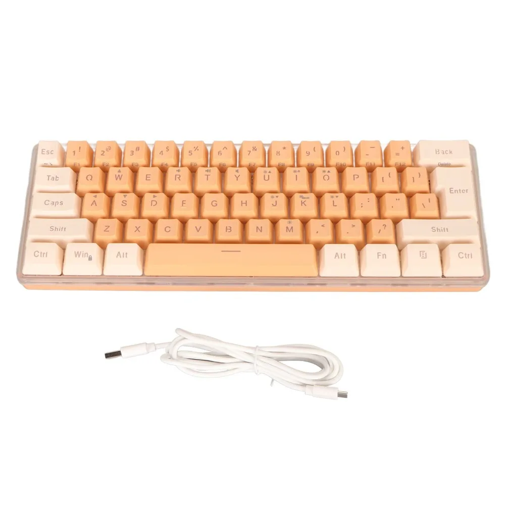 61 Keys 60% Wired Gaming Keyboard USB Wired Plug and Play RGB Mini Keyboard 8 Backlight Effects Compact Keyboard Office work
