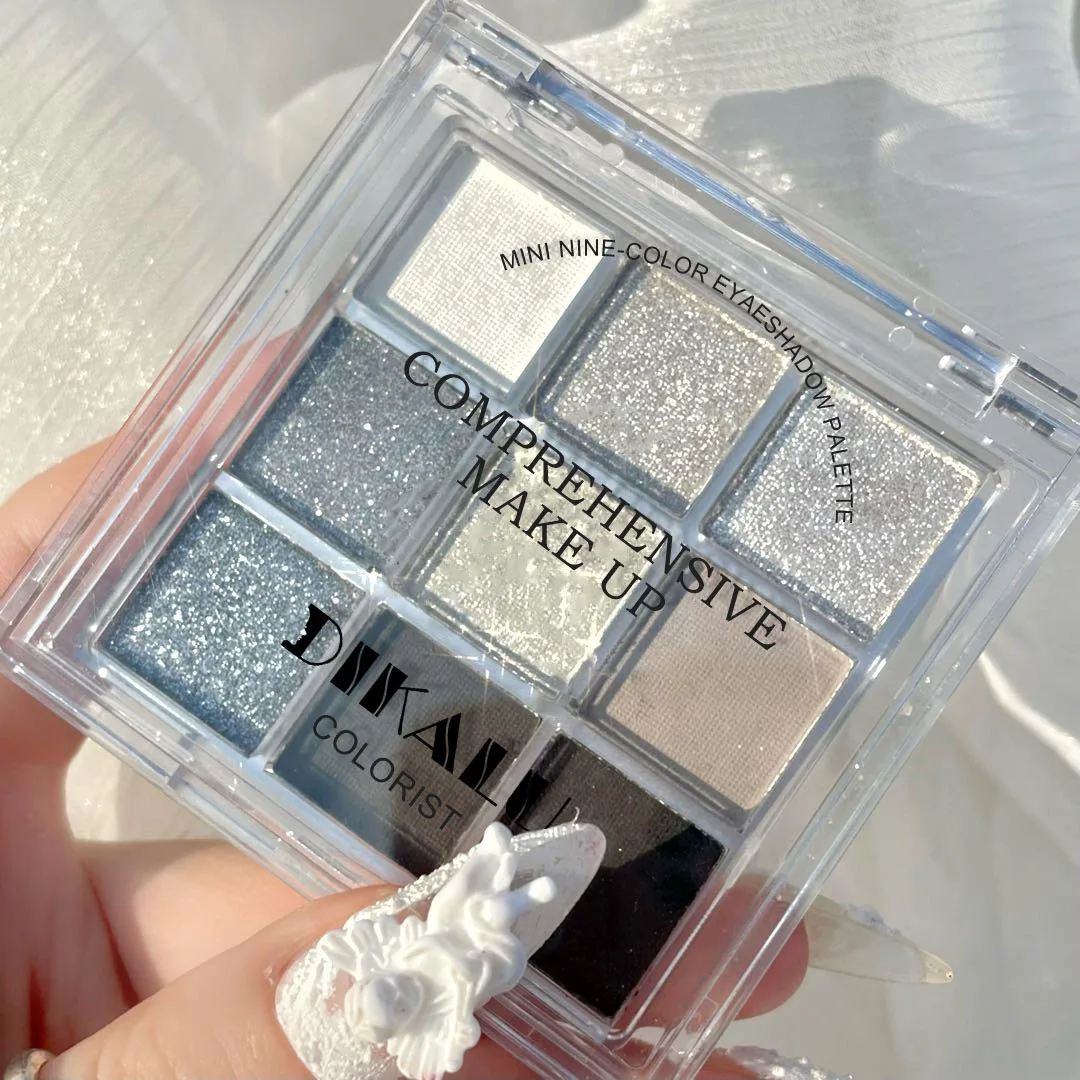 Paleta de sombra de ojos gris ahumado, 9 colores, resistente al agua, larga duración, brillo, sombra de ojos, encanto único, estrella, temperamento, maquillaje coreano