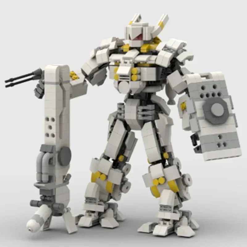 Modelo Mech de combate militar, ladrillos de construcción Moc, tecnología Mecha de caballero blanco, bloques modulares, regalo, juguete de Navidad, conjuntos DIY de montaje