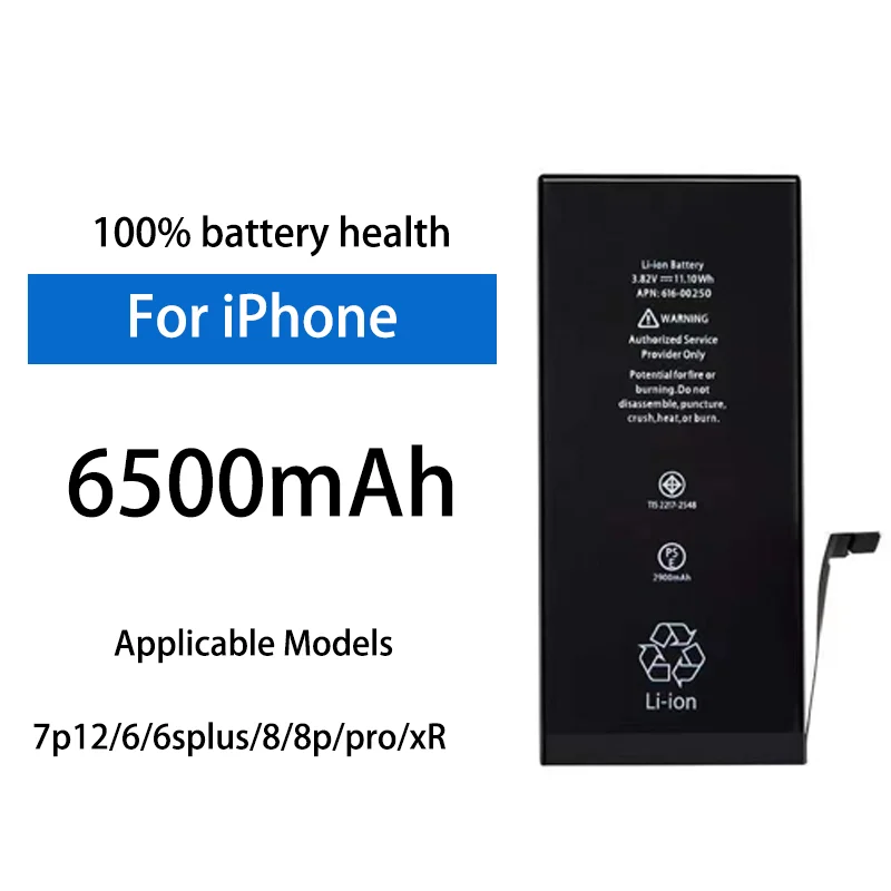 

6500mAh High Capacity Replacement Battery For iPhone 6 6s Plus 7 Plus 8 Plus X XR 11 12 Pro