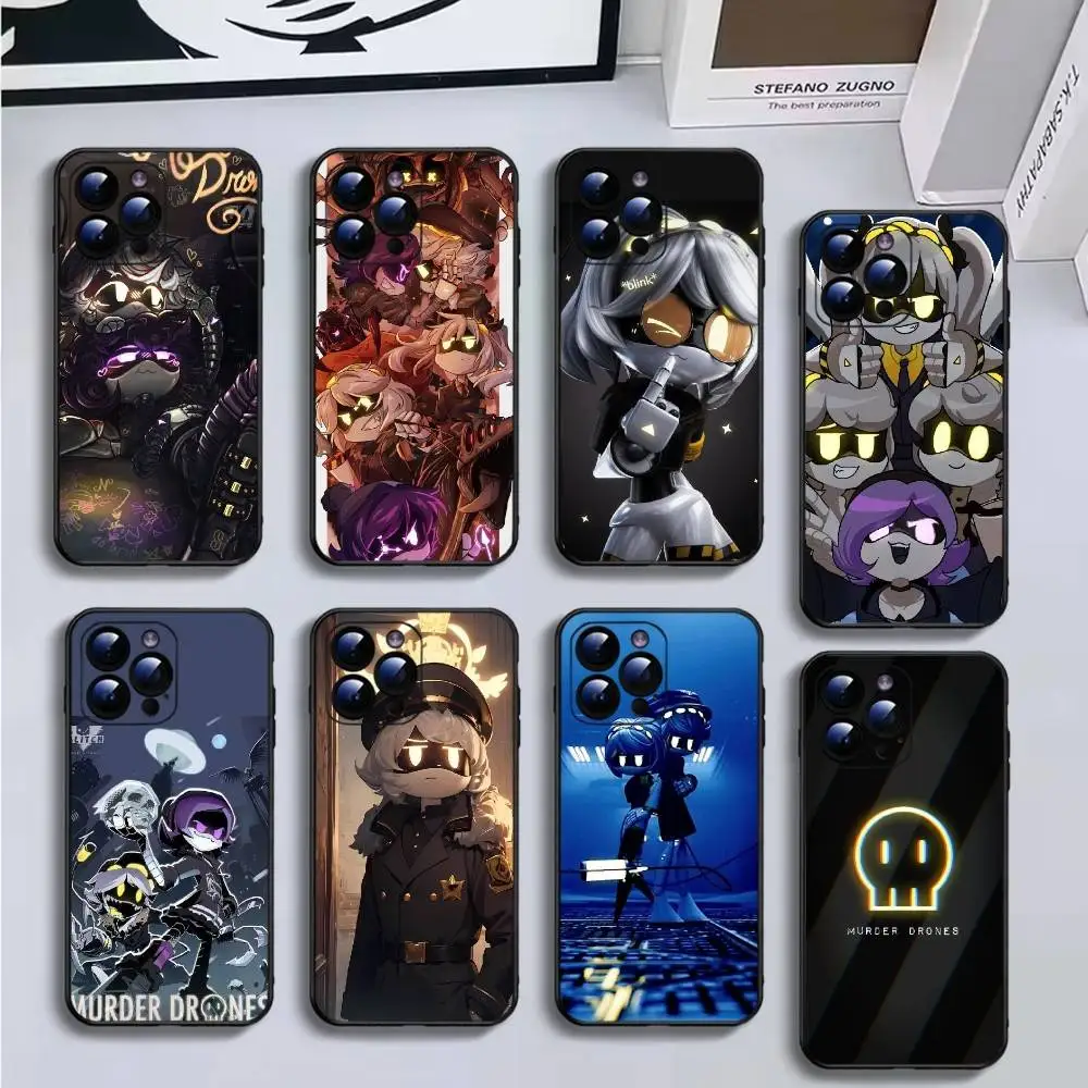 

Murder Drones Phone Case For iPhone16,15,14,13,12,11 Plus,Pro Max,XS,X,XR,SE,Mini,8,7,Soft Silicone Black Cover