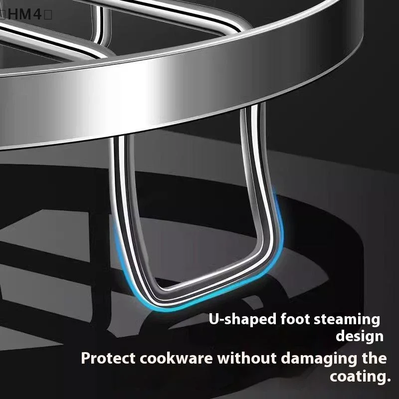 itariaHM4 soi Roestvrijstalen stoomboot pannenrek Rond multifunctioneel pannenrek Stapelbaar keukenstoomrek