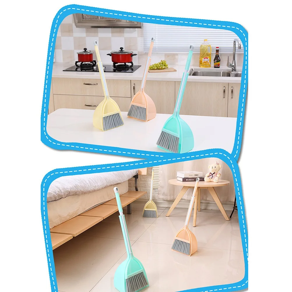 子供用ほうきモップセット ミニ掃除道具 オレンジ 耐久性のあるプラスチック ロールプレイ 屋内 屋外使用 3歳以上