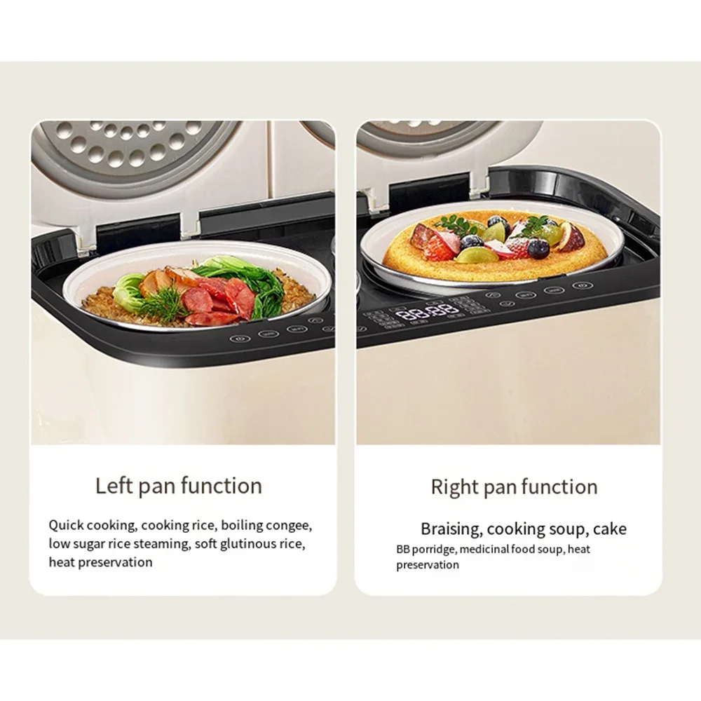 스마트 다기능 밥솥, 가정용 더블 에어백 밥솥, 2.5 리터 + 2.5 리터, 1-4 인용