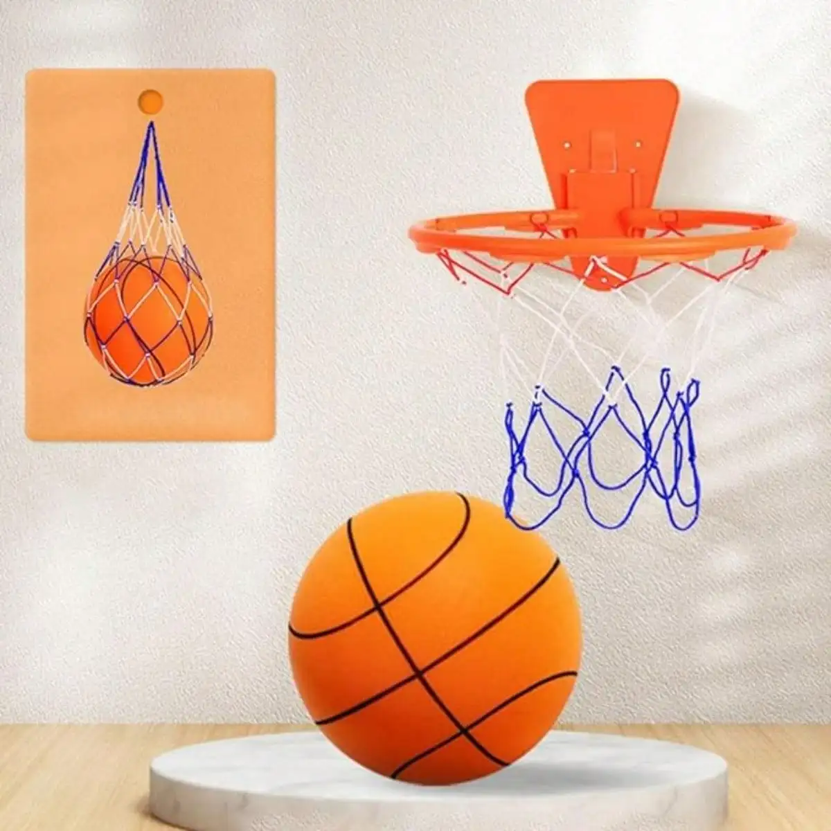 

Indoor Silent Basketball Hoop, Compatible With Size Basketball (No Ball Included), Foldable Adhesive Wall-Mount No-Drill Hoop For Bedroom, Office & Home, Space-Saving Design