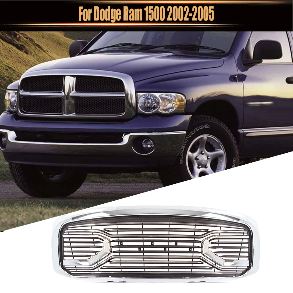 

For Dodge Ram 1500 2002-2005 Radiator Trims Cover Racing Grill Grills Hood Mesh Front Grille Upper Bumper Grilles Modified