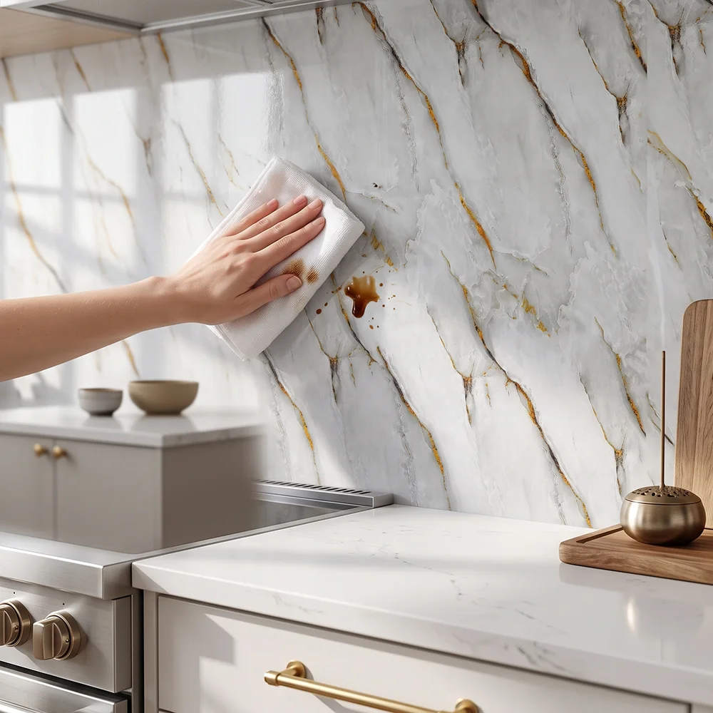 Light Grey Gold Vein Marble Peel & Stick Contact Paper Self Adhesive waterproof oil proof  Wallpaper Cabinet Countertop Decor