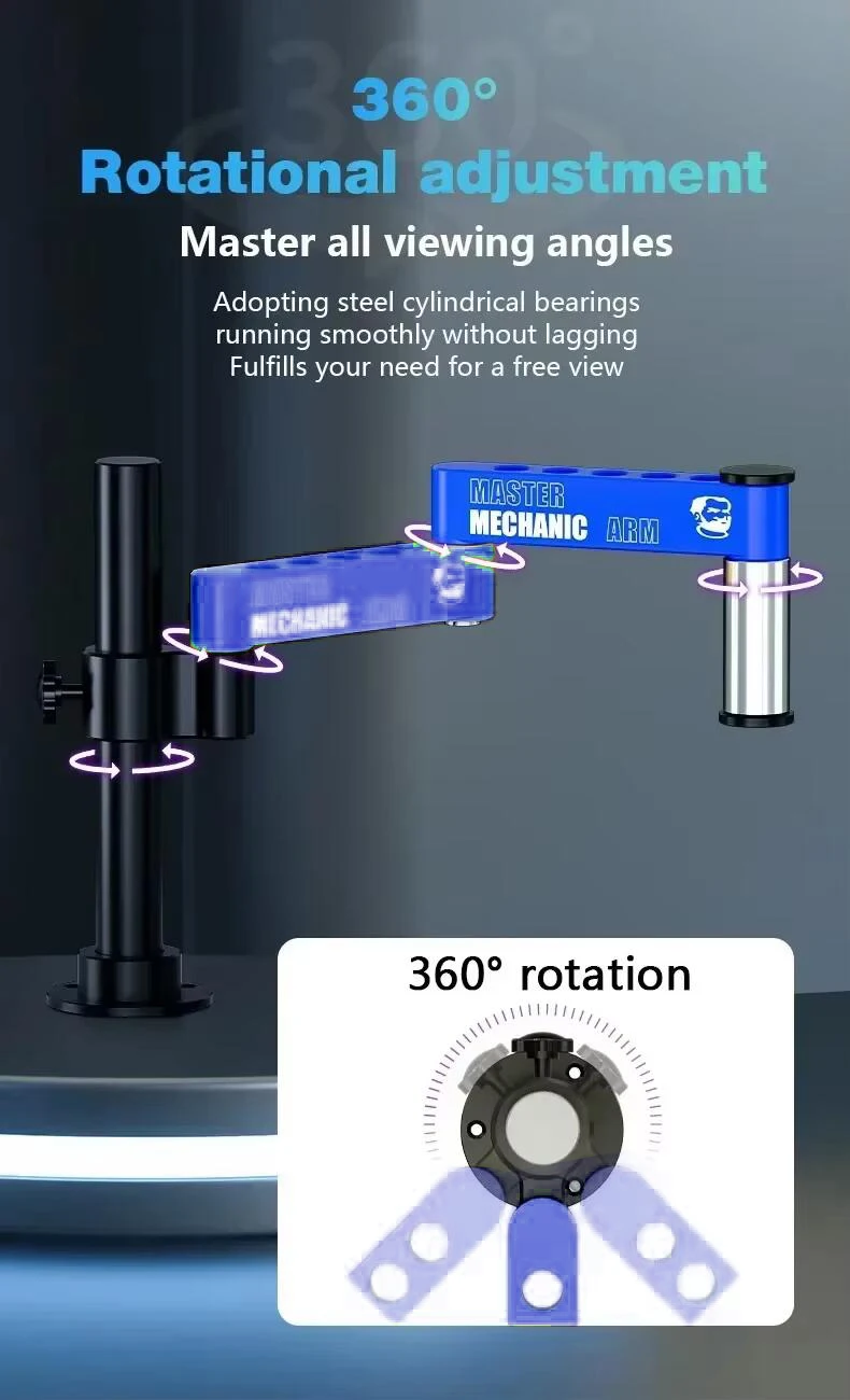 Mechanic M2 M3 Universal Telescopic Microscope Swing Arm Aluminum Alloy Bracket 360 Degree Rotation Fixed Folding Column Bracket